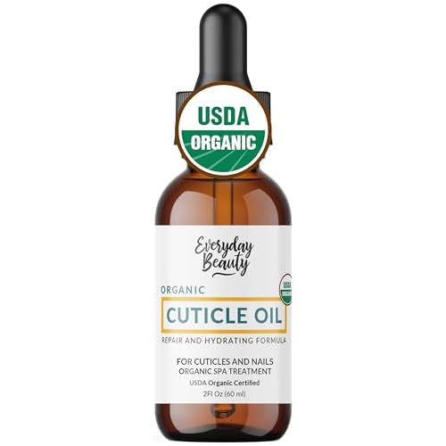 Organic Cuticle & Nail Oil - Repair, Revitalize & Hydrate Cuticles and Nails - Organic Spa Treatment - For Stronger Healthier Nails and Cuticles - 2 Fl Oz Glass Bottle with Glass Dropper