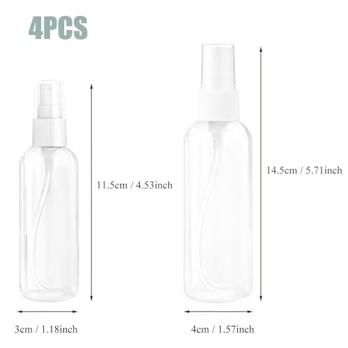 Small Spray Bottle, Spray Bottles, Clear Empty Fine Mist Plastic Mini Travel Bottle Set, Small Refillable Containers, 2 * 50ml, 2 * 100ml