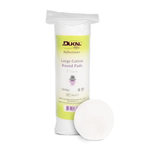 Dukal Reflections Large Cotton Rounds, 3" Spa Pads ? 100 Count (1 Pack) | Soft, Ideal for Skincare & Makeup Removal