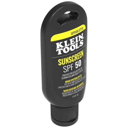 Klein Tools SPF50LOT15 Sunscreen Lotion, SPF 50, 120-Minute Water-Resistant, Broad Spectrum UVA/UVB Sun Protection, Non-Greasy, 1.5-Ounce Tube, 12-Pack