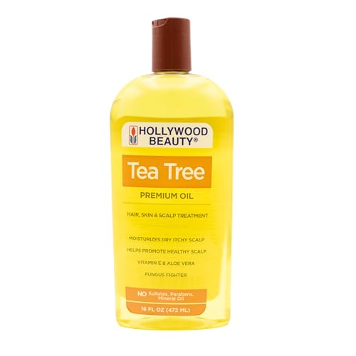 Hollywood Beauty Tea Tree Oil for Hair, Scalp, and Skin, 16 fl oz - Moisturizes Dry, Itchy Scalp, Fungus Fighter, Blended with Vitamin E & Aloe