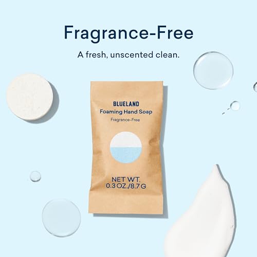 BLUELAND Foaming Hand Soap Refill Tablets, 10-Pack, Fragrance Free, Eco Friendly Cleaning Products, 10 x 9 Fl oz