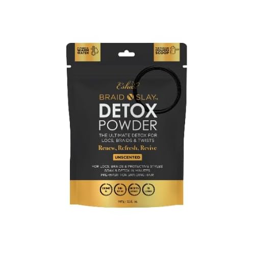Esha Braid N Slay Detox Powder ? Scalp Cleanser for Braids, Locs & Twists ? Removes Buildup, Odor & Prewashes Synthetic Hair ? Non-Stripping, Soothing, 907g (32 Fl Oz, UNSCENTED)