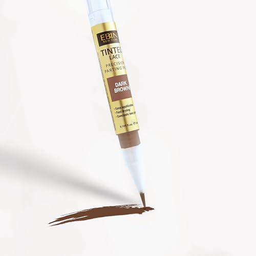 Tinted Lace Precison Parting Pen Dark Brown 0.105oz -Wig Lace Tint with Brush Applicatior, Easy to use, Long Lasting Formula, Blends Natural, Seamless Finish