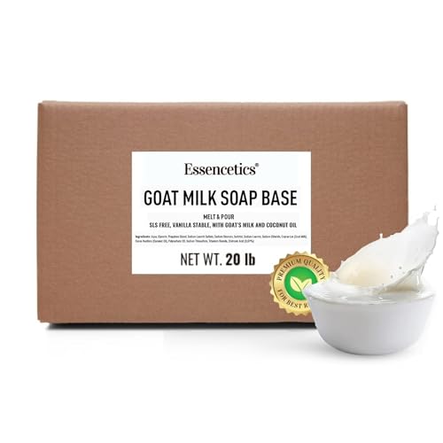 Goats Milk Soap Base Melt and Pour Organic 20 lbs - SLS Free - Organic Melt and Pour Soap Base for Soaps Making - Made from Natural Glycerin - Glicerina para Hacer Jabones Artesanales Organica