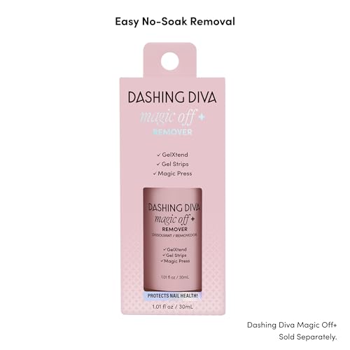 Dashing Diva Glaze Nail Starter Kit - Magenta Madness - Long Lasting, Chip Resistant, Semi-Cured Gel Nail Strips - 7-Piece Manicure Set with 32 Strips and Mini LED Lamp