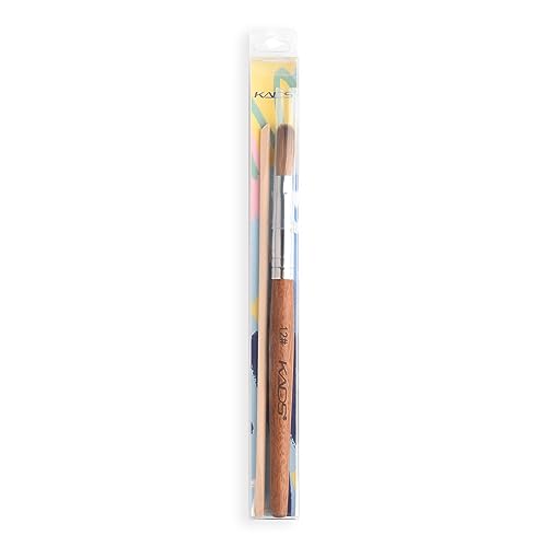 KADS 12# Pure Kolinsky Hair Bristles Acrylic Nail Brush Oval Crimped Shaped RedWood Handle Professional Salon Quality (12#)
