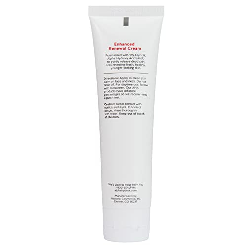 Alpha Skin Care Enhanced Renewal Cream, Anti-Aging Formula, 12% Glycolic AHA, Reduces Lines & Wrinkles, Normal to Dry Skin, 2 Oz, Pack of 1