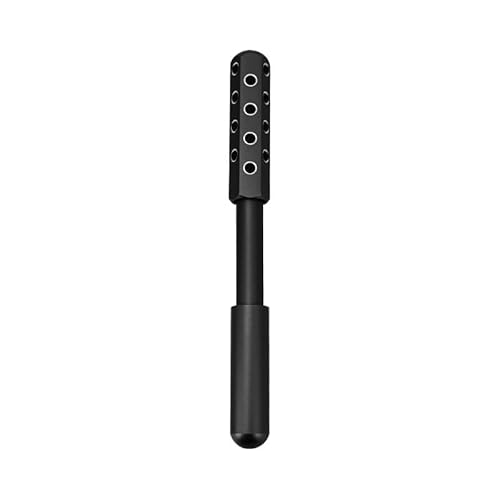 24-Stone Facial Roller - Cooling Face & Neck Massager Tool for Skin Rejuvenation | 360¡Æ Contouring with Germanium Stones & Aircraft Aluminum | Portable 7.6" Beauty Roller - Black