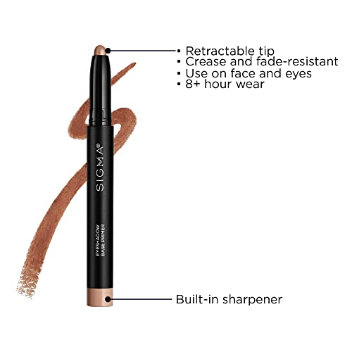 Sigma Beauty Eyeshadow Primer Base ? Professional Grade Eye Primer Crayon w/Sleek Retractable Tip for Long-Lasting Makeup & All-Day Color Payoff, Prevents Creasing (Ignite, Light Caramel Matte)