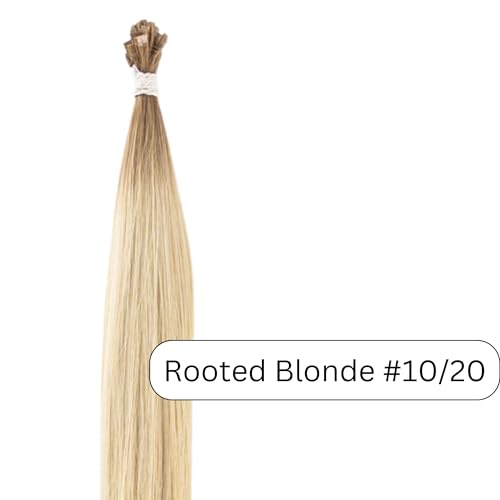 100% Real European Human Hair Keratin Bond Extensions 20" Rooted Blonde #10/20