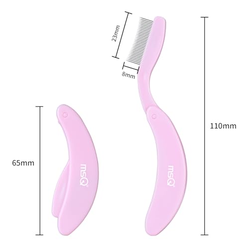 Eyelash Comb MSQ Eyelash Separator Tool Eyelash Comb Separator Folding Eyelash Brush Separator Lash Comb for Eyelash Makeup Brush (Pink)