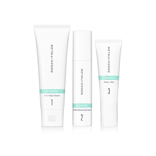 Rodan + Fields RECHARGE Regimen | Steps 1 to 3 | 3 in 1 Super Cleanser, Ultra Boost Moisturizing Treatment & Protect + Blur SPF 30 Sunscreen | Beauty & Skin Care Routine for Healthy Skin