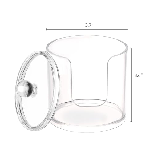 Tbestmax Plastic Cotton Round Holder and Dispenser, Clear Cotton Pads Storage Bathroom Canister Vanity Makeup Organizer