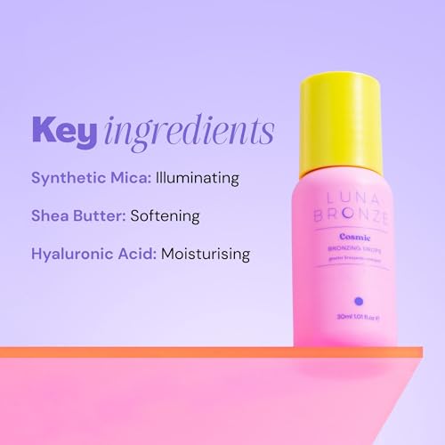 Luna Bronze Cosmic Bronzing Drops | Lightweight, Hydrating & Washable Liquid Bronze Drops | Non-Greasy Formula Enriched with Sodium Hyaluronate & Shea Butter | Responsible Mica (30ml/1.01 fl. oz)