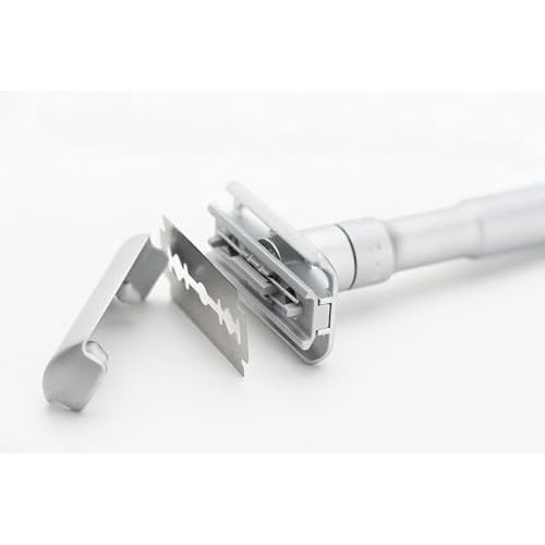 MERKUR FUTUR 700 Adjustable Double Edge Safety Razor - Matte Chrome, Adjustable Razor With Dial, Made in Germany, Plastic-Free, Snap-On Cap Design, Straight Bar