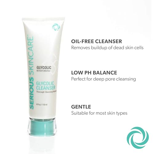 Serious Skincare Glycolic Skin Renewal Set - Retexturizing Serum - Facial Moisture Cream - Face Wash Cleanser - Balancing Blue Tansy Extract - Improve Appearance of Lines, Wrinkles and Enlarged Pores