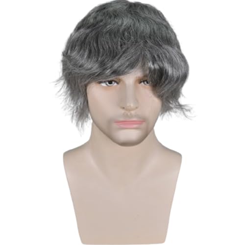 Durable Hair System for Men French Lace Front Fine Mono and Skin PU Around Mens Toupee Human Hair Pieces Natural Hairline Hair Replacement for Men 8x10INCH 1B Black with 50% White hair