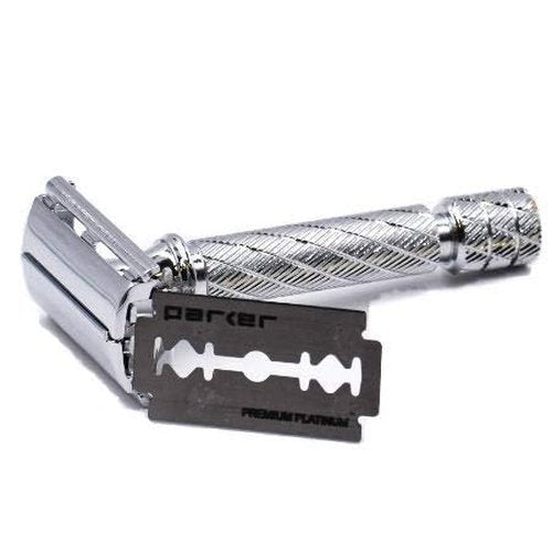Parker 87R Compact Butterfly Safety Razor – Short Handle Twist-to-Open Brass Frame with Textured Grip for Precision Wet Shaving