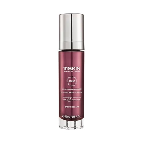 111SKIN Sunscreen SPF 50, Mineral Face and Non Greasy Sunscreen for Daily Use, Broad-Spectrum UVA/UVB and Blue Light Protection, Niacinamide and Polyglutamic Acid, 50 ml