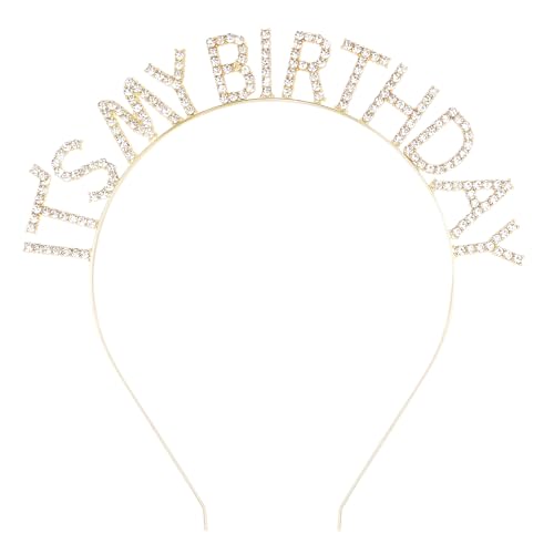 Gold Crown for Girls, Cute It's My Birthday Headband Tiara for Women, Happy Birthday Decorations Gifts
