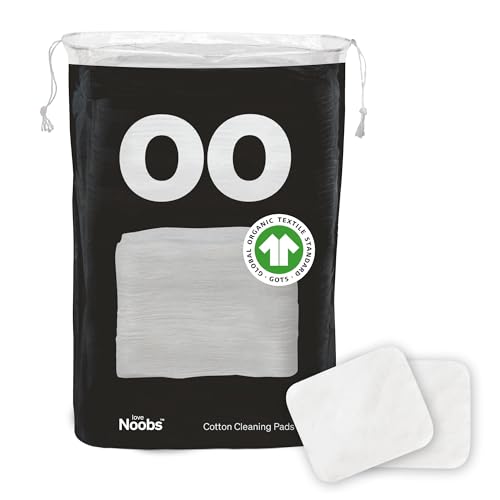 Baby Cotton Pads for Diaper Change by LoveNoobs, 60 Count, Ultra Soft 100% Organic Extra Large Cotton Pads for Baby Sensitive Skin, Lint-Free, Premium Jumbo Size, GOTS Certified