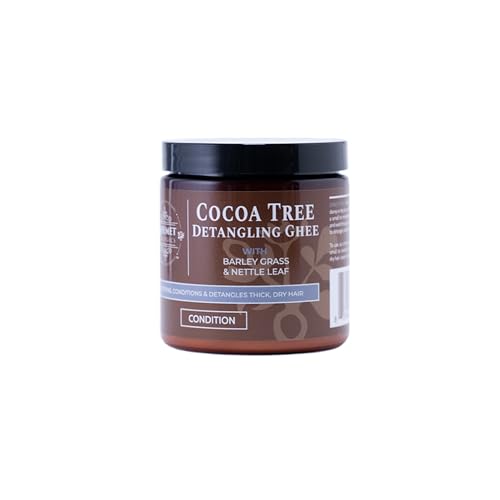 Qhemet Biologics Cocoa Tree Detangling Ghee - Softening Detangler Ideal for High Porosity 4C-3C Hair - Makes Combing Easier & Restores Pliability, Elasticity & Softness to Dry, Matted Hair (9 oz)