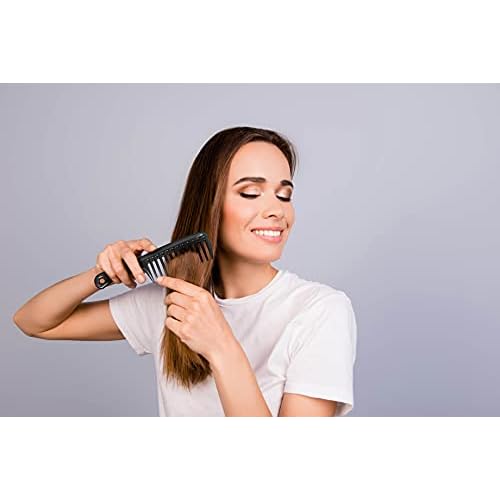 HYOUJIN Black Large Wide Tooth Detangler Paddle Brush - Best Styling Comb for Curly, Wet, Long Hair