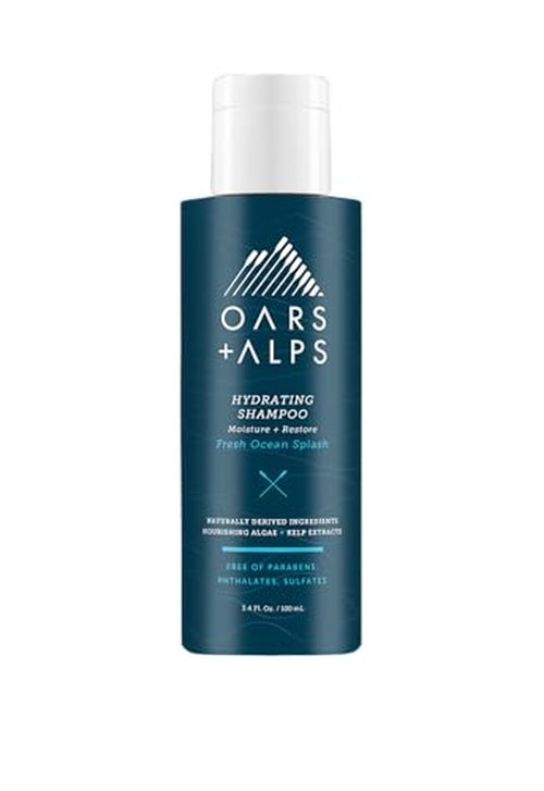 Oars + Alps Hair and Body Travel Kit for Men, Includes Sulfate Free Shampoo, Conditioner, Body Wash, Deodorant, and Reusable Pouch, TSA Friendly, Fresh Ocean Splash Scent