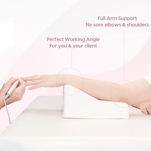 Delanie Nail Tech Arm Rest with Elbow Support - 17.72" Wide Soft Cushion Comfortable Ergonomic Manicure Hand Rest Pillow for Manicurist, Nail Desk Salon Supplies, Compact 17.72" Version