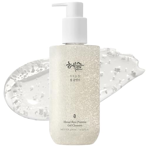 Rice Protein Gel Cleanser, Korean Skincare for Sensitive Skin, Ceramide, Hyaluronic Acid, Gentle Exfoliating, Brightening, Rice Enzyme Capsules, Holiday Gift | 400ml