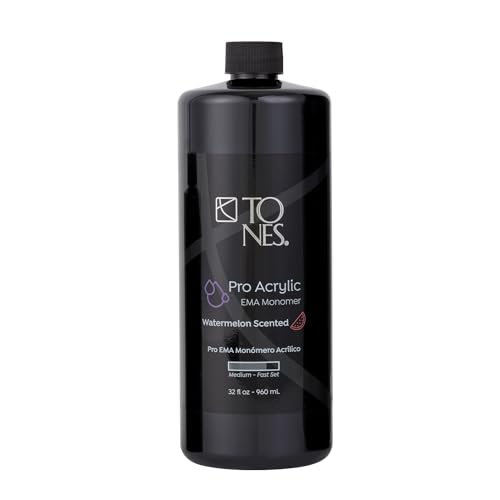 Tones Watermelon Scented EMA Monomer - Odor Neutralizing Acrylic Nail Liquid, Non-Yellowing, Superior Adhesion for Flawless Sets - MMA-Free - Made in USA (32 Fl Oz)