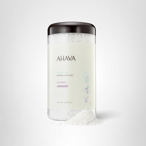 AHAVA Dead Sea Mineral Bath Salt, Calming Lavender - Intense Relaxation for Body & Mind, Elevates Moisture, Softens & Eases Sore Muscles, Enriched by Exclusive Dead Sea Salt & Osmoter blend, 32 Oz