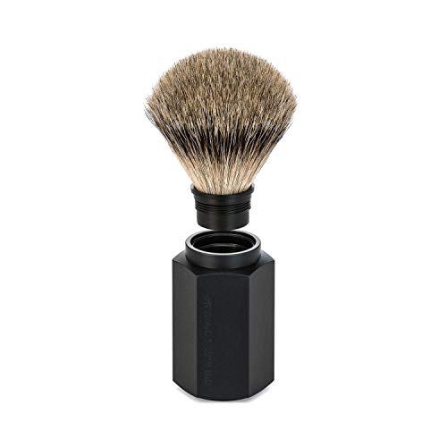 M?HLE HEXAGON Graphite Silvertip Badger Shaving Brush