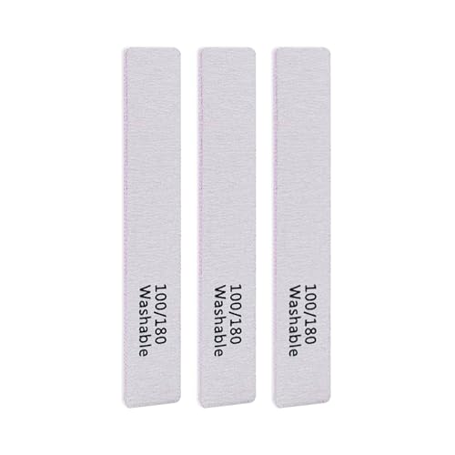 3PCS Professional Reusable Double-Sided 100/180 Grit Washable Nail File