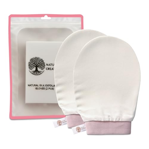 ? Vegan Silk Exfoliating Glove (2pcs) for Face, Body, and Hands | Natural Body Scrubber for Dead Skin Removal | Exfoliating Mitt Eco-Friendly, Perfect for Spa, Bath, and Shower