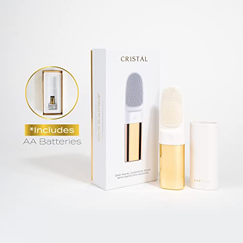DARCASE CRIST?L ? A Luxury Facial Cleansing Brush. Dual Function - Deep Cleansing with Silicone Bristles & Heated Eye Massage