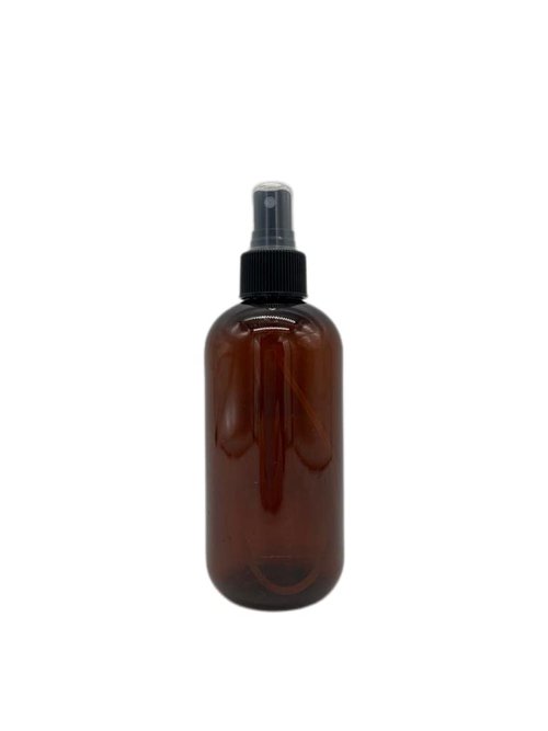 Natural Farms 8 oz Plastic Amber Boston BPA FREE Bottles - 8 Pack Empty Refillable Containers - Essential Oils Cleaning Products - Aromatherapy | Black Fine Mist Sprayers - Made in the USA