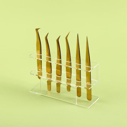 Acrylic Tweezers Holder, 6 Holes Tweezers Stand Display Organizer for Eyelash Extension Supplies Accessories Grafting Beauty Tools (6 Holes Transparent)