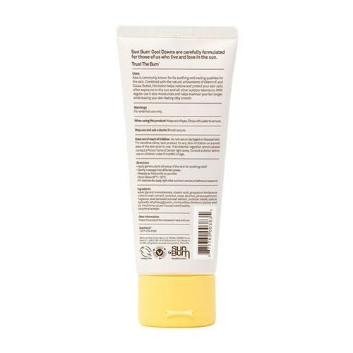 Sun Bum Cool Down Hydrating After Sun Lotion with Hydrating Aloe, Cocoa Butter and Vitamin E - Moisturizing Sun Burn Relief - Gluten Free, Vegan - 6oz Tube