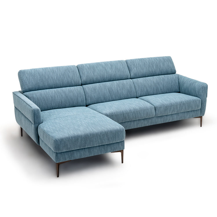 105 Inch L-Shaped Sofa Couch with Adjustable Headrests, Blue