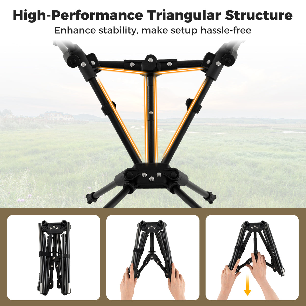 Portable Camping Chair with Carrying Bag - Coffee