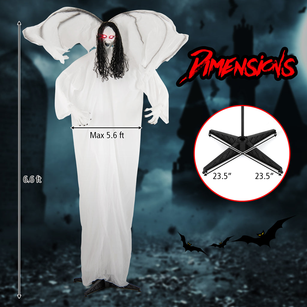 6.6 Feet Halloween Animatronic Standing Angel with Sound-Activated Lights & Flapping Wings — Variation of THIS Listing