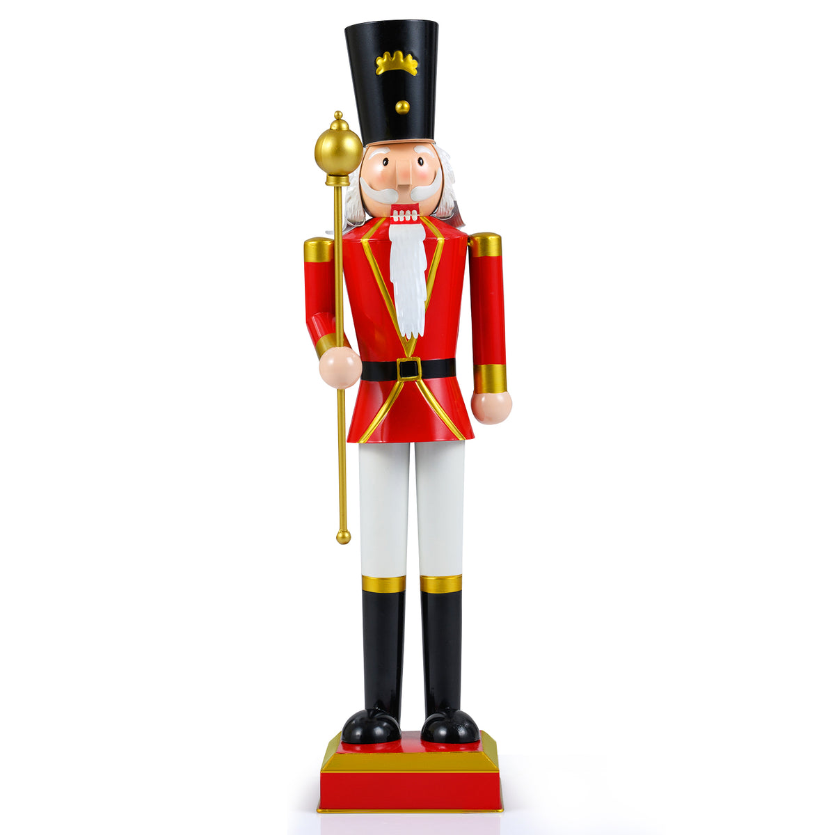 32.5 Inch Christmas Nutcracker with High Hat & Scepter - Black & Red Variation
