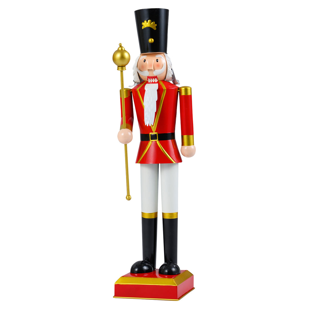 32.5 Inch Christmas Nutcracker with High Hat & Scepter - Black & Red Variation