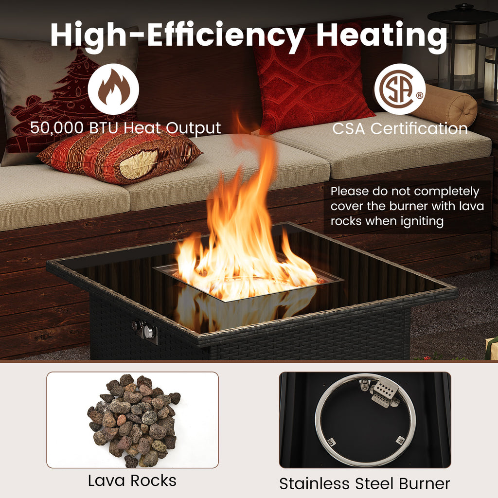 32.5" Propane Fire Pit Table 50000 BTU - Black