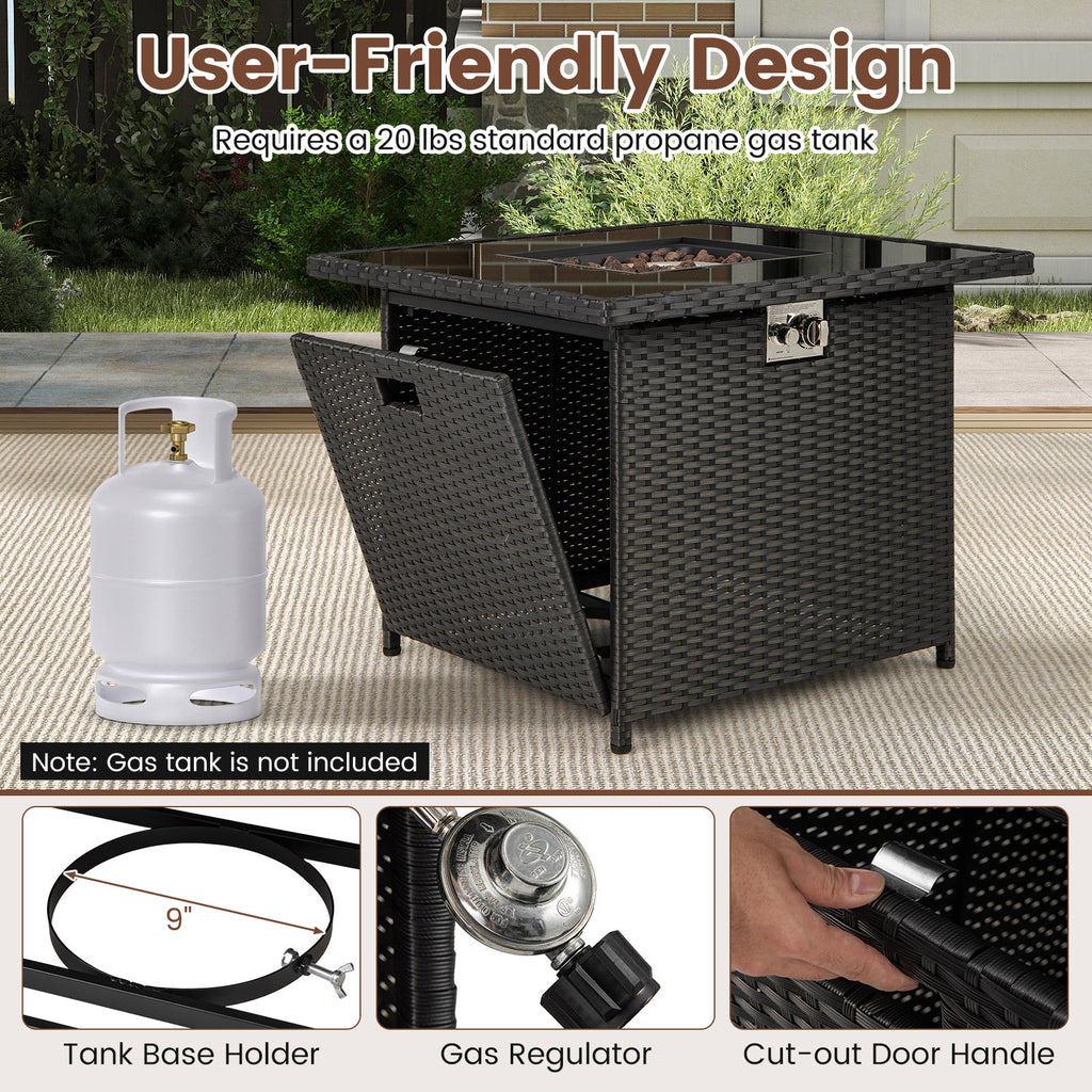 32.5" Propane Fire Pit Table 50000 BTU - Black