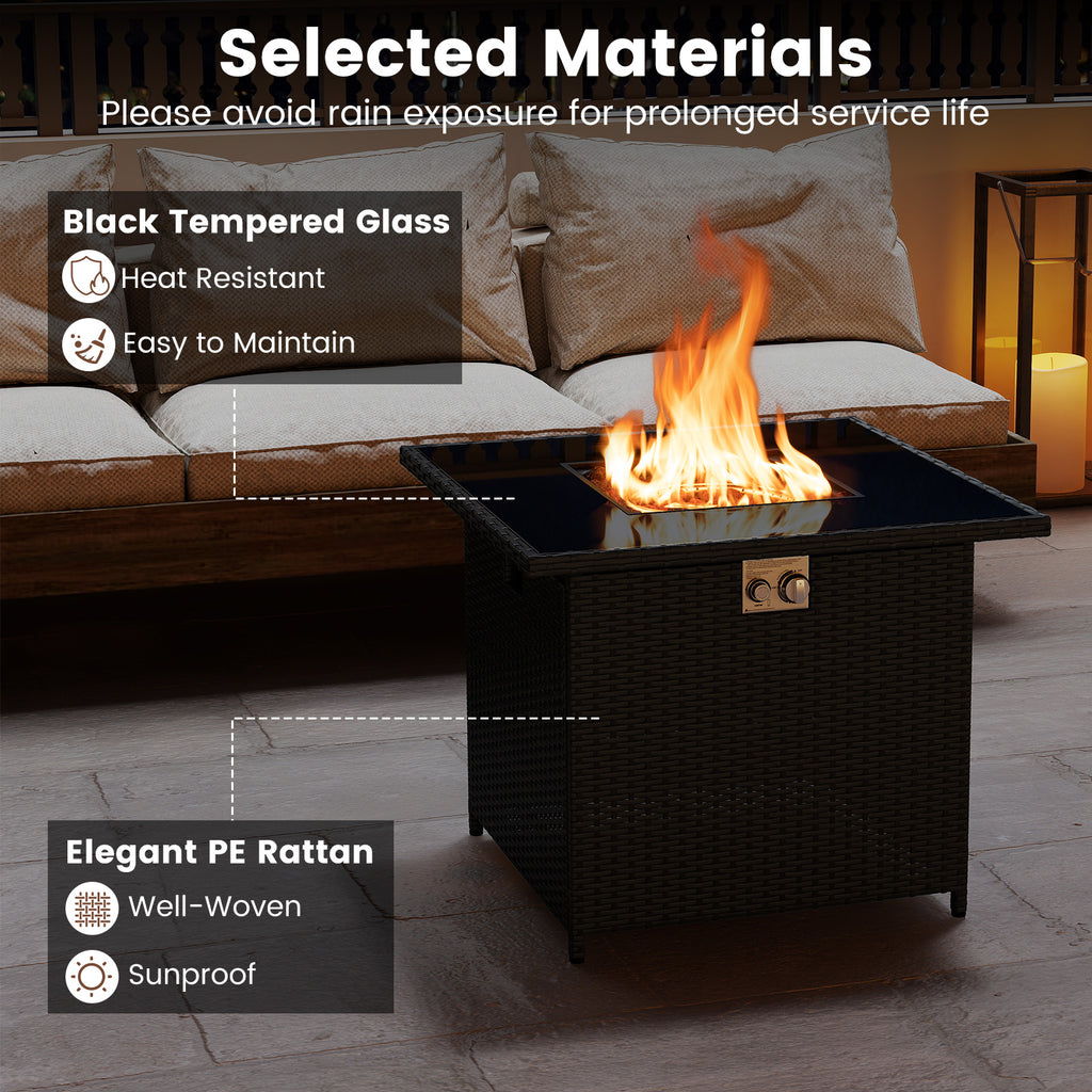 32.5" Propane Fire Pit Table 50000 BTU - Black