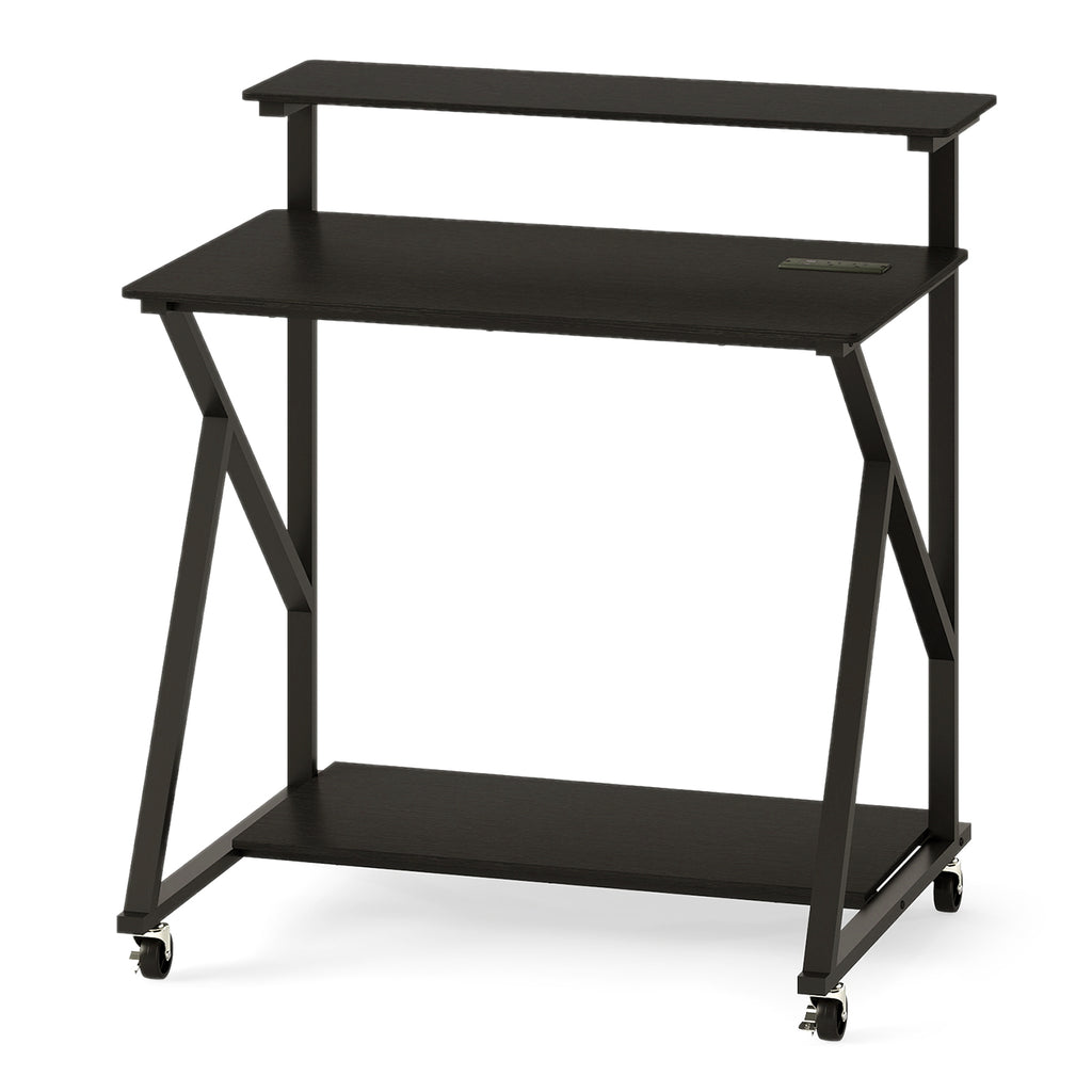 32 Inch Rolling Computer Desk with Power Outlets - Black