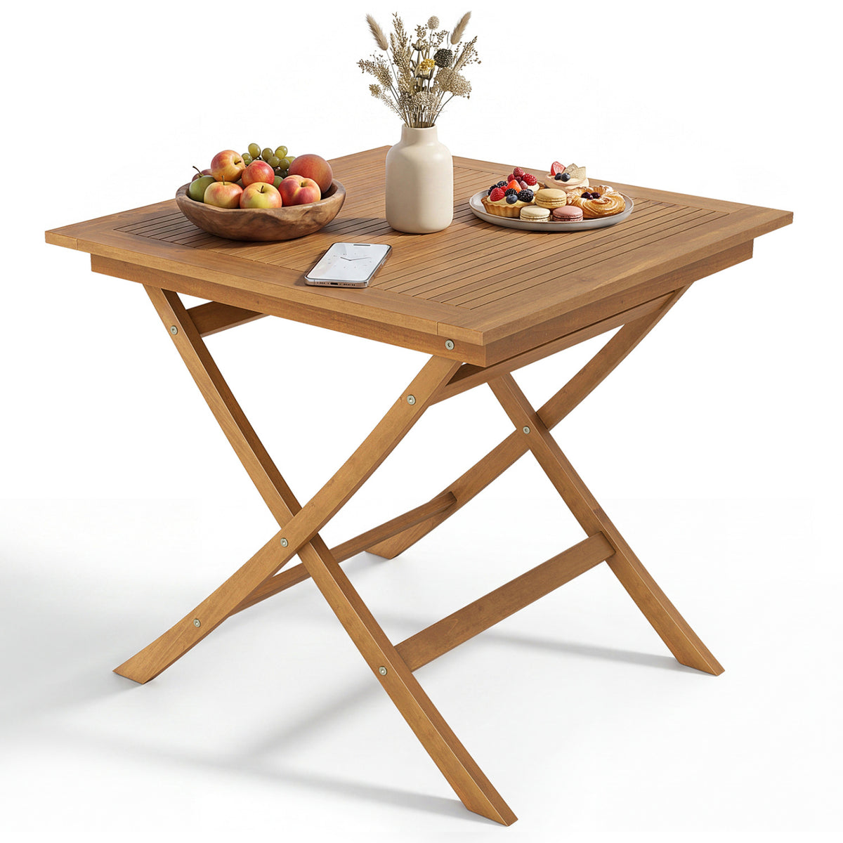 29.5" x 29.5" Patio Dining Table with Teak Finish - Square